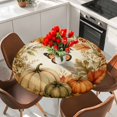 thumbnail image 2 of Round Table Cover 36-44 Inch Vintage Pumpkins Fall Waterproof Reusable Table Cloth Round Fitted Vinyl Tablecloth with Elastic Edged for Parties Outdoors, Thanksgiving Butterfly Leaves Retro, 2 of 9