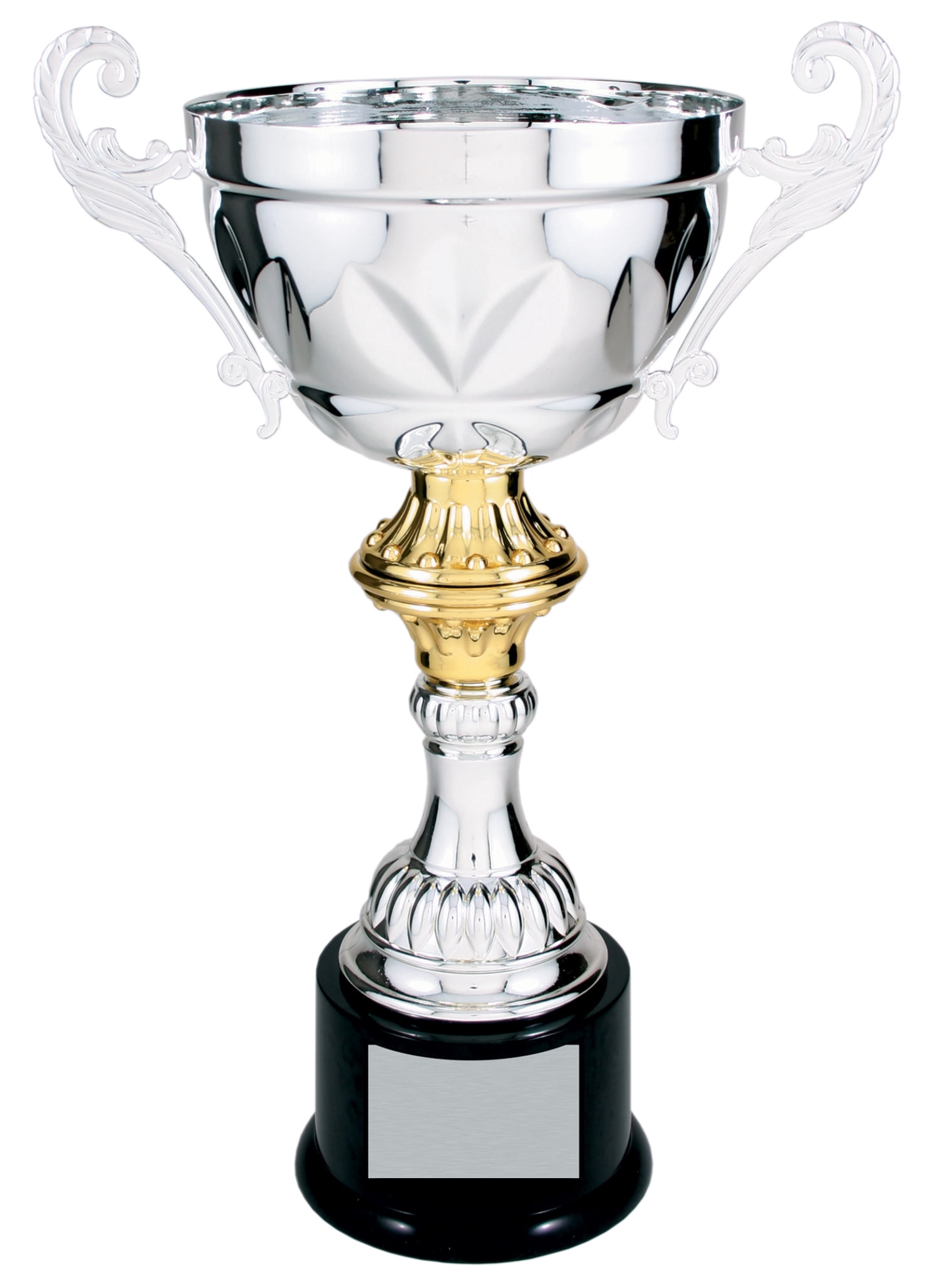 Metal Cup Trophy in Gold or Silver - Trophy Award, Engraved Corporate Trophy Cup Award (10", 11.5", 13" or 14.5" Tall) - Free Engraved Plate Included