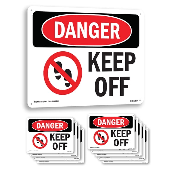 Keep Off OSHA Danger Aluminum Sign 18 Inch x 12 Inch - 10 Pack