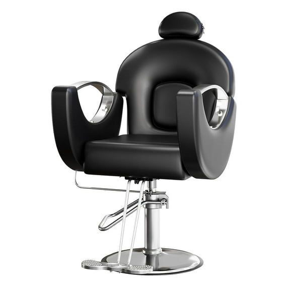 Tzou Hydraulic Barber Chair w/Recline & 360° Rotation – 109°-136° Salon Chair, Height Adjustable (20.5"-26.4") for Haircuts, Shaves, Spa | Memory Foam PU Leather