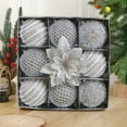 thumbnail image 6 of cpengpj 9Pcs Christmas Ornaments Set with Flower, Plastic Hanging Light-Up Balls, Multi-Color Textured Designs for Holiday Tree Decorations, 6 of 6