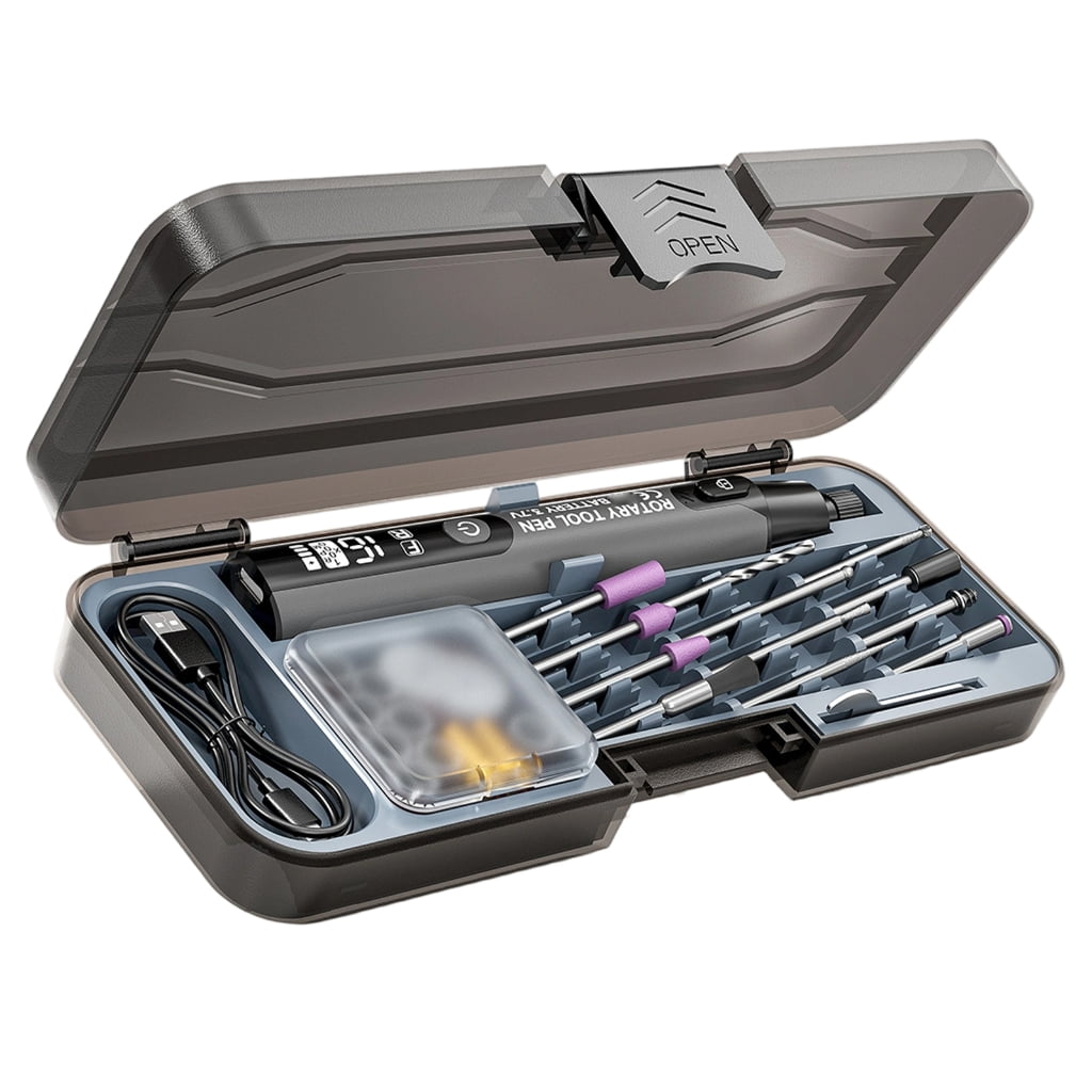 PatungKu 34 in 1 Digital Engraving Pen with LED Light 6 Speed Adjustment 16000 WHIRLS Rechargeable Forward Reverse Function for Accuracy Control