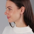 thumbnail image 2 of Humble Chic Geometric Chevron Threader Hoop Earrings - 925 Silver Plated - 3 inch, 2 of 8