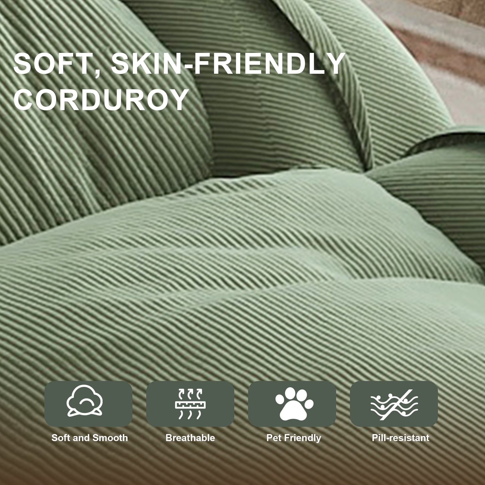 Jopath Foldable Lazy Sofa Bed with 2 Soft Pillows,Human Dog Bed with 5 Adjustable Position for Bedroom Living Room Reading Corner(Green)