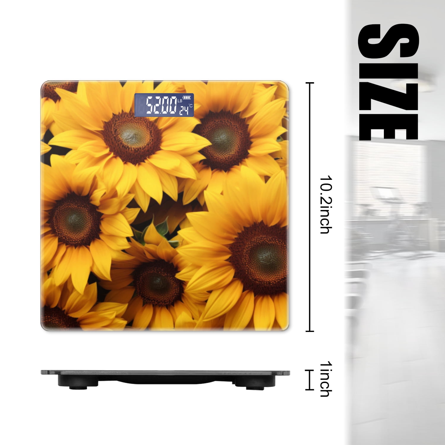 Bathroom Scale, Highly Accurate Digital Body Scale,Precisely Measures Weight up to 400 lbs-Vibrant Bouquet Of Sunflowers