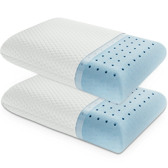 GIANNA Memory Foam Pillow for Sleeping, Standard Size(24" x 16" x 4.7"), Ergonomic Design, Soft and Supportive for Neck and Back Pain Relief, Washable Cover, 2 Pack