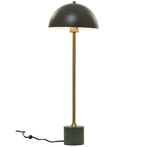 DecMode Contemporary Metal Dome Shaped Table Lamp, 10"W x 28"H with Black/Gold Metallic Finish