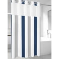 thumbnail image 4 of Navy Blue Striped No Hook Shower Curtain Waterproof,Bathroom Curtains with Snap in Liners and See Through Top Window,Geometric Grey White Vertical Stripes Hotel Bathtub Curtains Shower 54"Wx78"L, 4 of 8