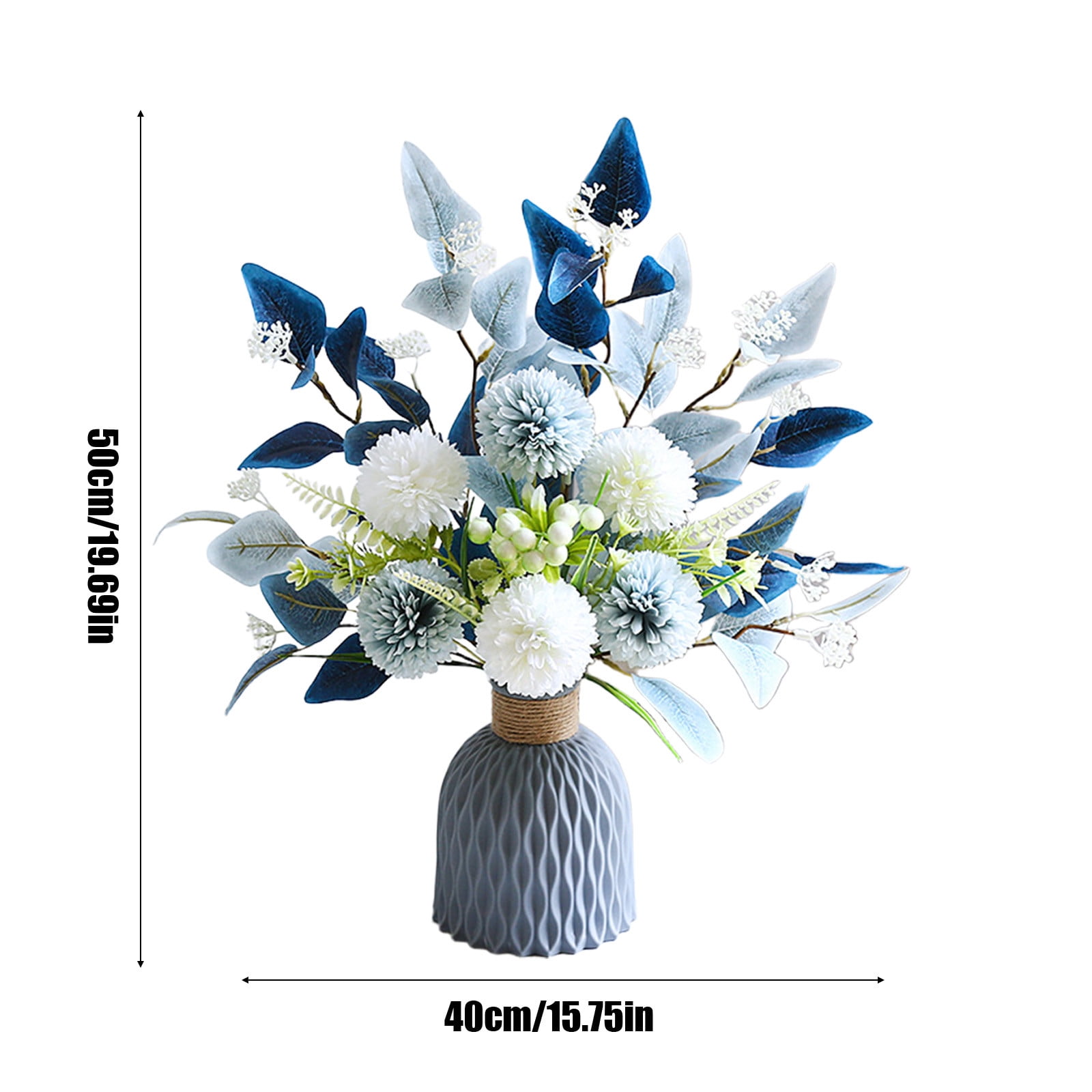 Clearance of savings! Artificial Flowers With Vases Fake Hydrangea With Bouquet Combination Living Room Family Banquet Party Wedding Decoration Outdoor Indoor Garden Home Decoration