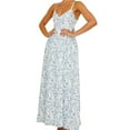 thumbnail image 3 of Womens 2025 Summer Maxi Dress Sleeveless Floral Smocked Boho Beach Long Dress Sky Blue M, 3 of 9