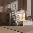 thumbnail image 4 of Harper & Bright Designs L-Shaped Bunk Bed Twin over Full Size with Wardrobe and Bookshelf, Storage Stairway Bunk Bed with USB Charging Station and LED Light for Bedroom, White, 4 of 16