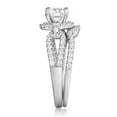 thumbnail image 4 of Wellingsale Ladies Solid 14k White Gold Polished CZ Cubic Zirconia Round Cut Engagement Ring with Side Stones - Size 5.5, 4 of 6