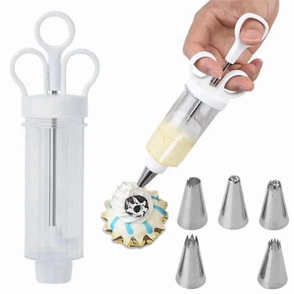 ZYLER- Cake Decorating Gun,Cupcake Icing Piping Kit,Cake Decorating With 5Piping Tips