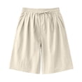 thumbnail image 4 of Amidoa Boys Shorts Solid Color Casual Summer Soft Elastic Waist With Pockets Sports Shorts for Kids Beige Size 5T, 4 of 9
