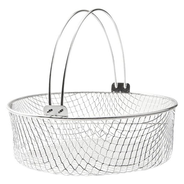 Cesta para freidora de , rejilla para cocinar al , resistente cesta de malla de acero inoxidable con asa para freír pollo y verduras.