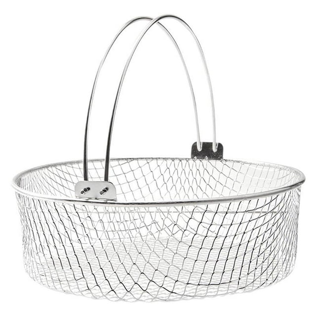 Cesta para freidora de , rejilla para cocinar al , resistente cesta de malla de acero inoxidable con asa para freír pollo y verduras.