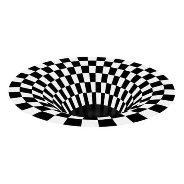 Alfombra redonda de rejilla blanca y negra Agujero Sin Fondo 3D Alfombra Alfombra Hogar Sala D - Diámetro 60cm Diámetro 60cm Magideal Alfombra redonda de rejilla blanca y negra