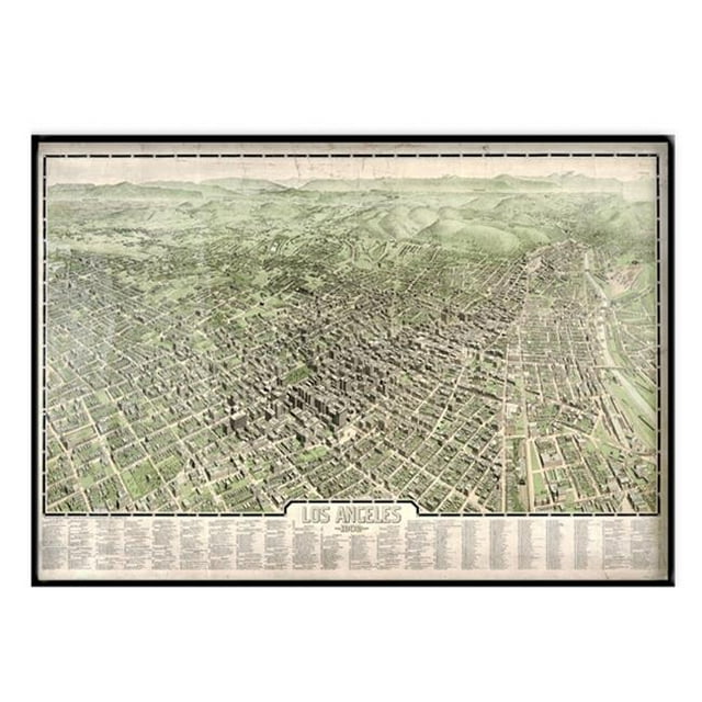 Universal Map 16194 Los Angeles 1909 Carte Murale Historique Imprimé - Noir