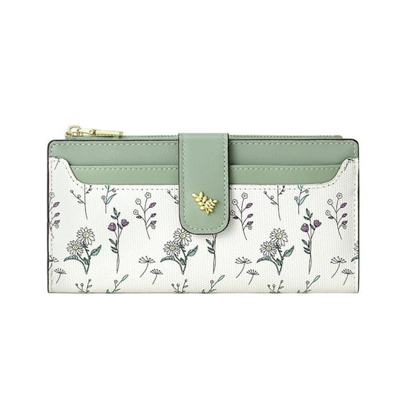 Elegant Floral Purse Slim Long Wallet For Women Minimalist Card Holder Secure Zipper Pocket Compact Lightweight Stylish Design
