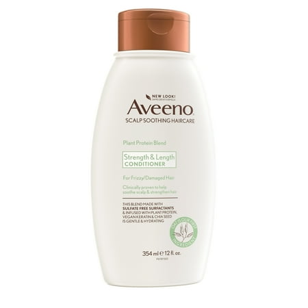 Aveeno Strength & Length Plant Protein Blend Conditioner, Vegan Formula for Strong Healthy-Looking Hair, 12 Fl Oz