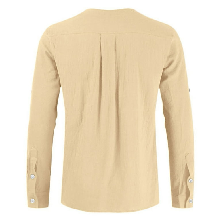Long Sleeve T Shirts for Men's Boho Fashion Cotton Linen Tee