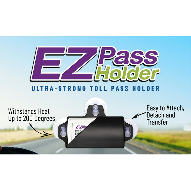 T-Rex EZ Pass/I-Pass Holder for Car, Holds Tightly to Your Car Windshield  with 3 Suction Cups, Black