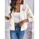 thumbnail image 4 of Cárdigan Corto de Mujer, Suéter de Larga, Estilo Bohemio, Bordado Floral de Ganchillo, Corte Oversize, Prenda Exterior de Punto Abierta L, 4 of 9