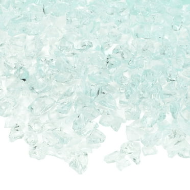 Uxcell High Luster Fire Glass Gravel Stone, Broken Glass Pieces for Crafts 3-6mm, 350g/0.77-Pound [Transparent]