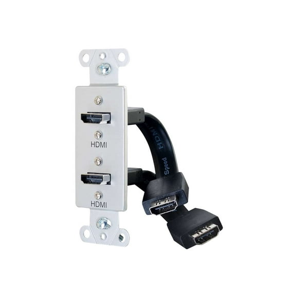 C2G HDMI Pass Through Decorative Wall Plate - Mounting plate - in-wall mountable - HDMI X 2 - aluminum - 1-gang