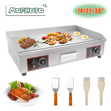 

MOPHOTO 30 Electric Countertop Flat Top Griddle 110V 3000W Non-Stick Commercial Restaurant Teppanyaki Grill Stainless Steel Restaurant Grill