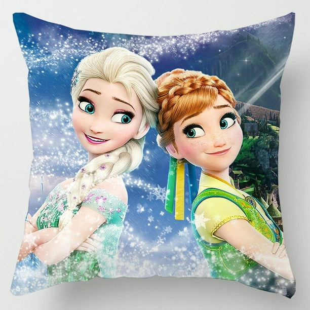 Housse de coussin Disney la reine des neiges, taie d'oreiller de canapé,  princesse Elsa Anna, en peluche courte, décorative pour la maison 