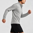 thumbnail image 6 of Fengqque Men's Solid Color 1/4 Zip Long Sleeve Athletic Shirts Stretch Quick Dry Lightweight Fitness Top for Outdoor Sports Gray S, 6 of 9