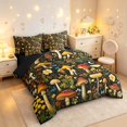 thumbnail image 2 of Homewish Fungus Plant Mushrooms 7 Pieces Full Size Bedding Sets,Floral Butterfly Moon Full Size Bed in a Bag,Black Reversible, 2 of 8