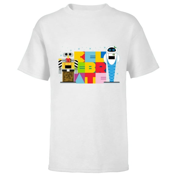 Disney and Pixar's WALL-E & EVE Christmas Holiday Celebrate - Short Sleeve T-Shirt for Kids – Customized-White