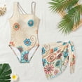 thumbnail image 3 of Xixirimido Boho Style Mandala Print Girls One Piece Swimsuit with Mesh Cover Up Teen Adjustable Strap Bathing Suits with Removable Bra Swimwear Set, Size 11-12 Years, 3 of 7