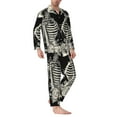 thumbnail image 2 of Susaid Skeletons Love Flowers Print Men's Long Sleeve Pajama Set, Two-Piece Button-Down Loungewear PJs Set, Comfortable Sleepwear for Relaxation-XX-Large, 2 of 7