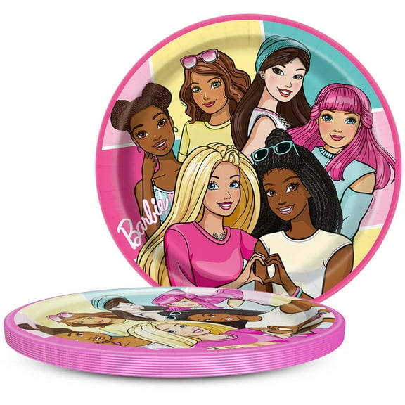 9 inch Barbie Round Dinner Plates (8 Pack) - Party Supplies Decoration