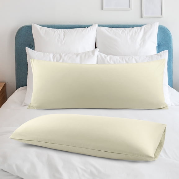 PiccoCasa 2Pcs Body Pillowcase Brushed Microfiber Body Pillow Cover, King Khaki
