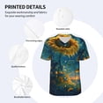 thumbnail image 3 of Zufioo Sunflower Castle Starry Sky Print Men's Baseball Short Sleeve, Moisture Wicking Button-Down Hip Hop Tee-Medium, 3 of 7