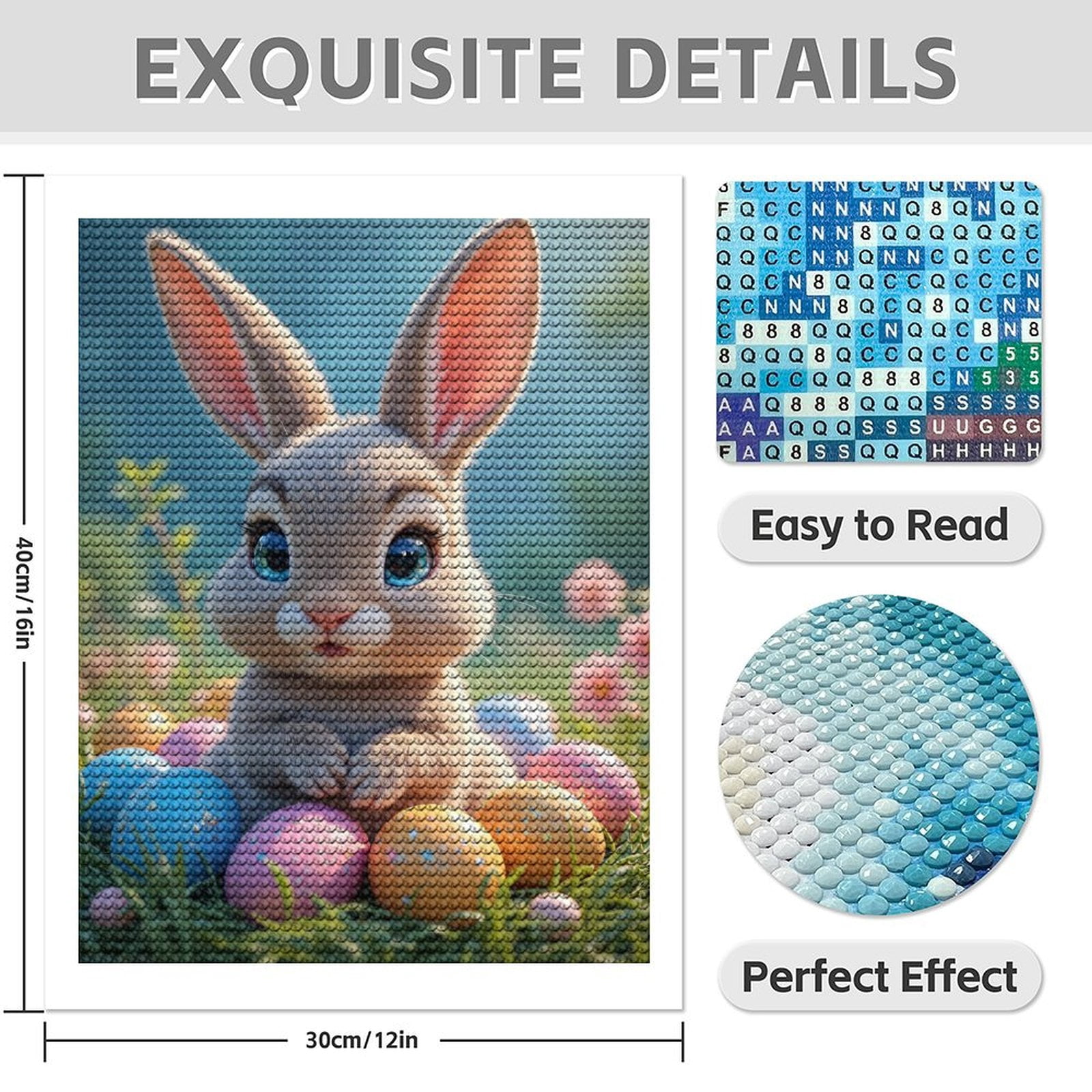 Diamond Art Kits for Adults - 5d Bunny Colorful Eggs Spring Diamond Painting for Adults, Diamond Art for Adults Beginners, Diamond Painting Kits for Adults for Home Wall Decor