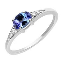925 Sterling Silver Natural 0.45 Ct 6X4 Mm Tanzanite Gemstone Silver Ring
