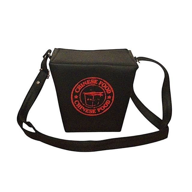 Bolsa en forma de CAJA DE COMIDA CHINA, Bandolera para Mujer, Estilo Takeout Box. Cross-Body, Color Negra, Moda Kawaii. Curiosidades, Novedosa y Encantadora (Bolsa para Mujeres).