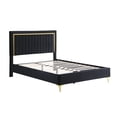 thumbnail image 4 of Lonlush Upholstered velvet  Platform Bed Frame with Headboard and Golden Strip Black - King, 4 of 5