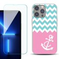 thumbnail image 1 of Slim-Fit Gel TPU Phone Case for iPhone 14 Pro Max, with Tempered Glass Screen Protector, by OneToughShield ® - Chevron/Anchor, 1 of 4