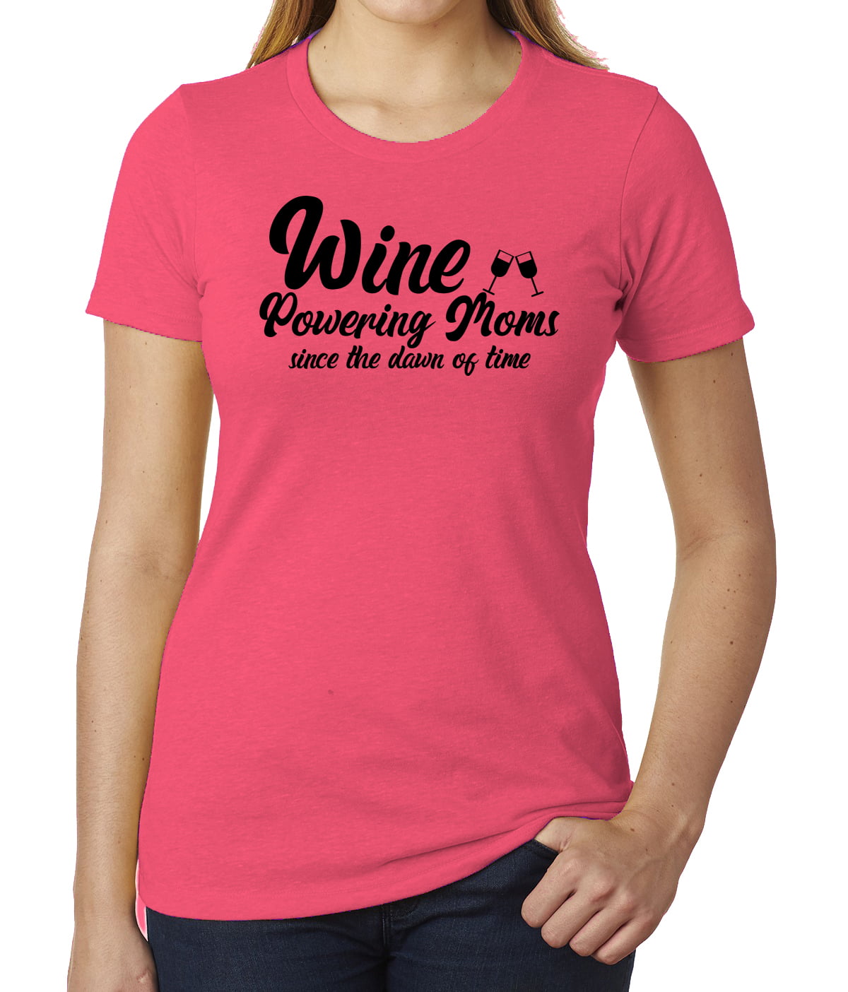 Wine Powering Moms, Funny Mom shirts, Woman's Graphic T-shirts - Heather  Red MH200WMOM S28 2XL 