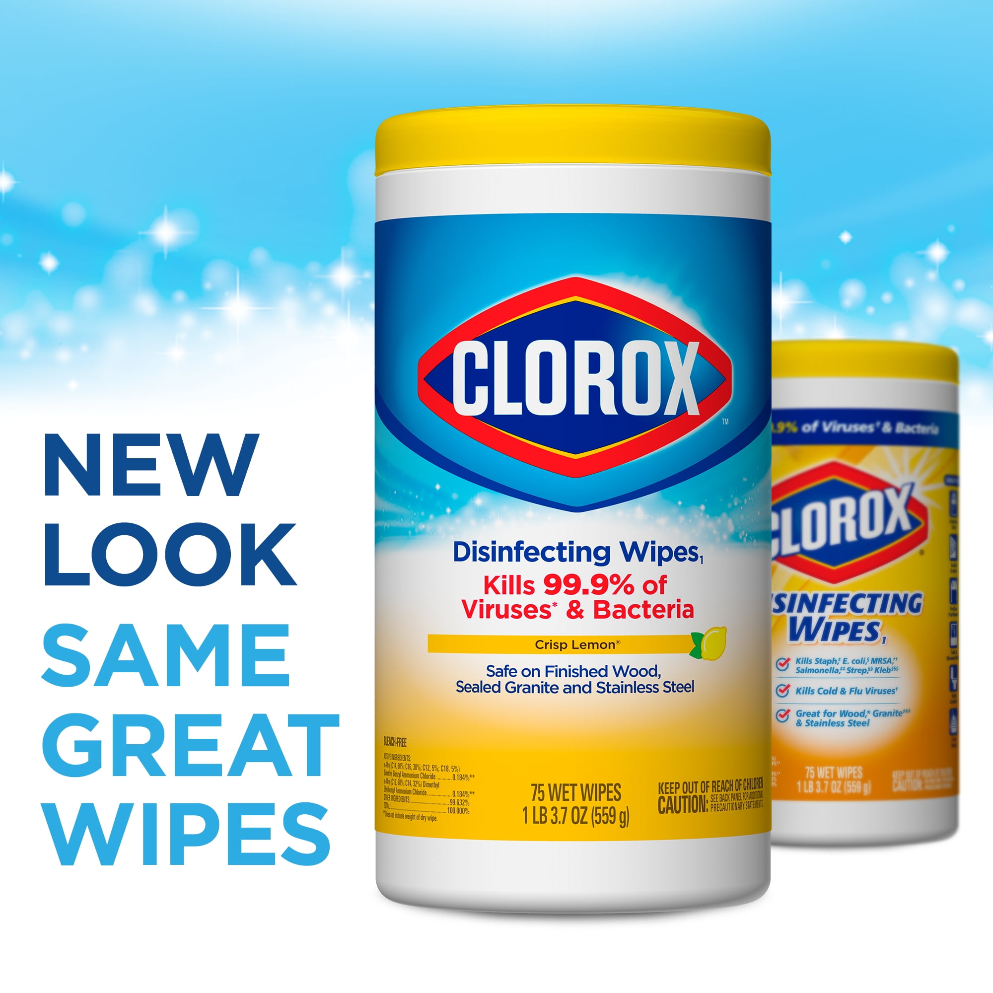 Clorox Disinfecting Wipes Bleach Free Cleaning Wipes Crisp Lemon 75 Count Walmart Com Walmart Com