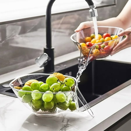 

Xinhuadsh Drain Basket Large Capacity Efficient Quick Drainage Sink Fruit Vegetable Washing Basket for Home Kitchen