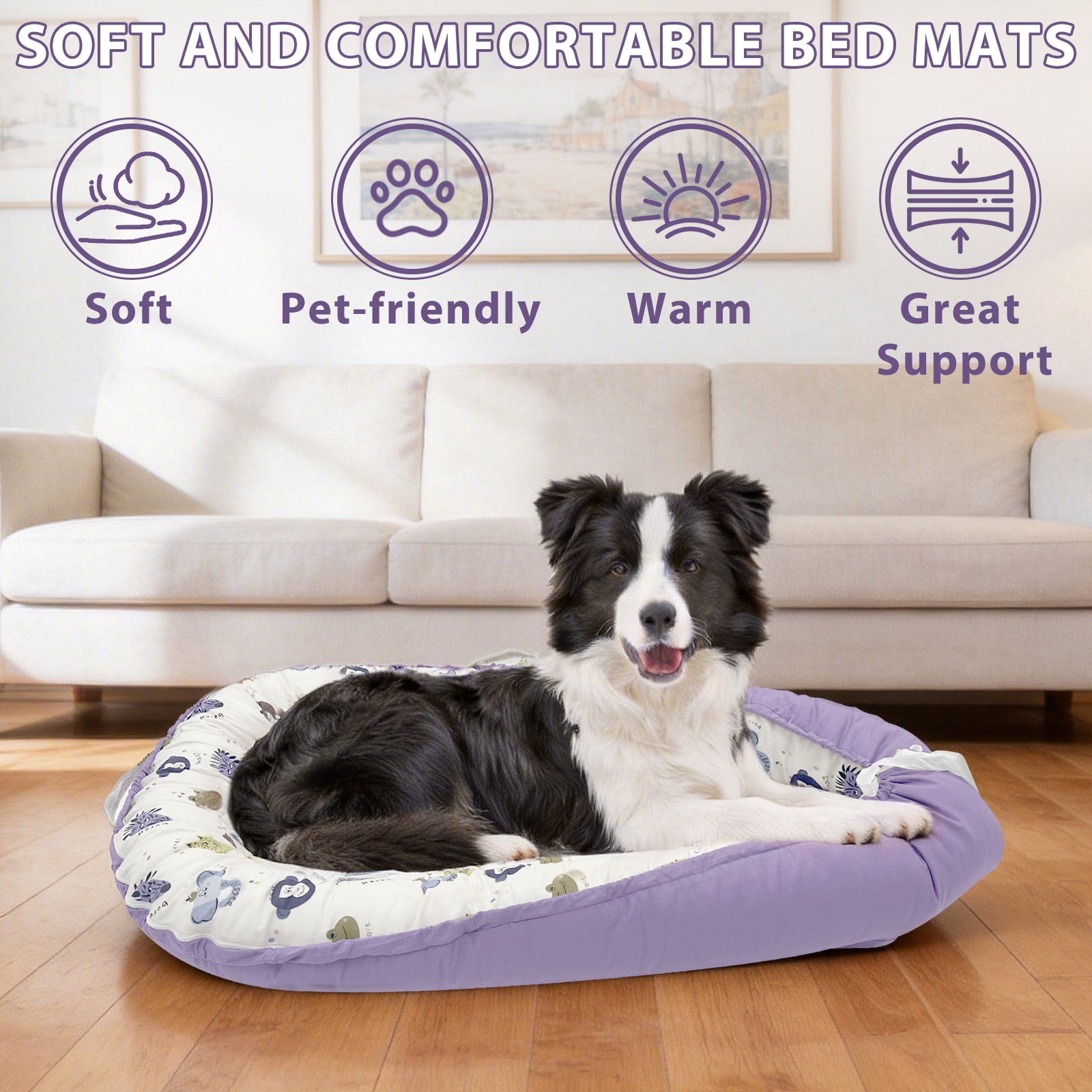 Dog Bed and Cat Bed - 100% Cotton with Foam Pet Bed for Small and Large Dogs