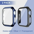 thumbnail image 2 of moogdieeo 2 Pack Case Built in Tempered Glass Screen Protector Compatible with Apple Watch SE 2 (2024)/SE/Series 6/Series 5/Series 4 44mm, Hard PC Case Overall Protective Cover-1 Black + 1 Blue, 2 of 12