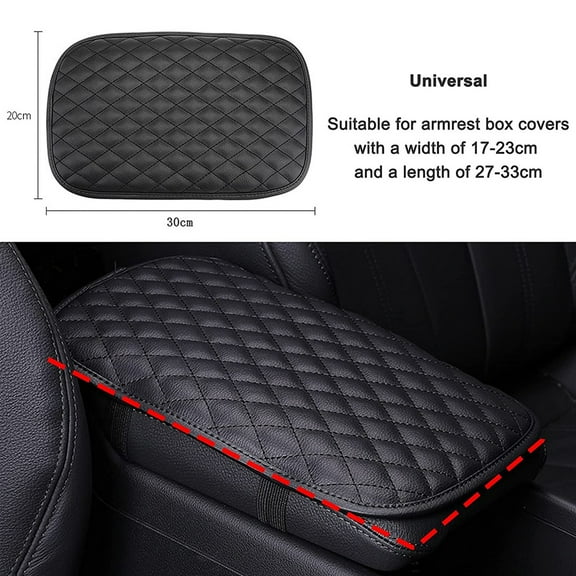 Universal Center Console Lid Cover,PU Leather Console Armrest Cushion Pad Protector for Most Vehicle, SUV, Truck, Car